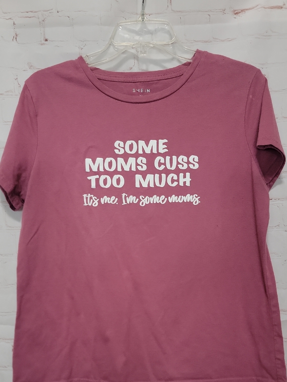 4/$20 SHEIN Mauve Graphic Tee with White Slogan
